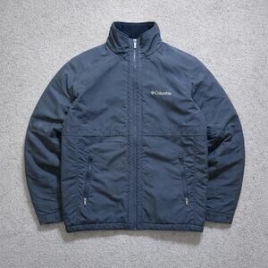 Columbia Fleece Jacket Mens Medium Gray Full Zip Outdoor Hiking Lightweight